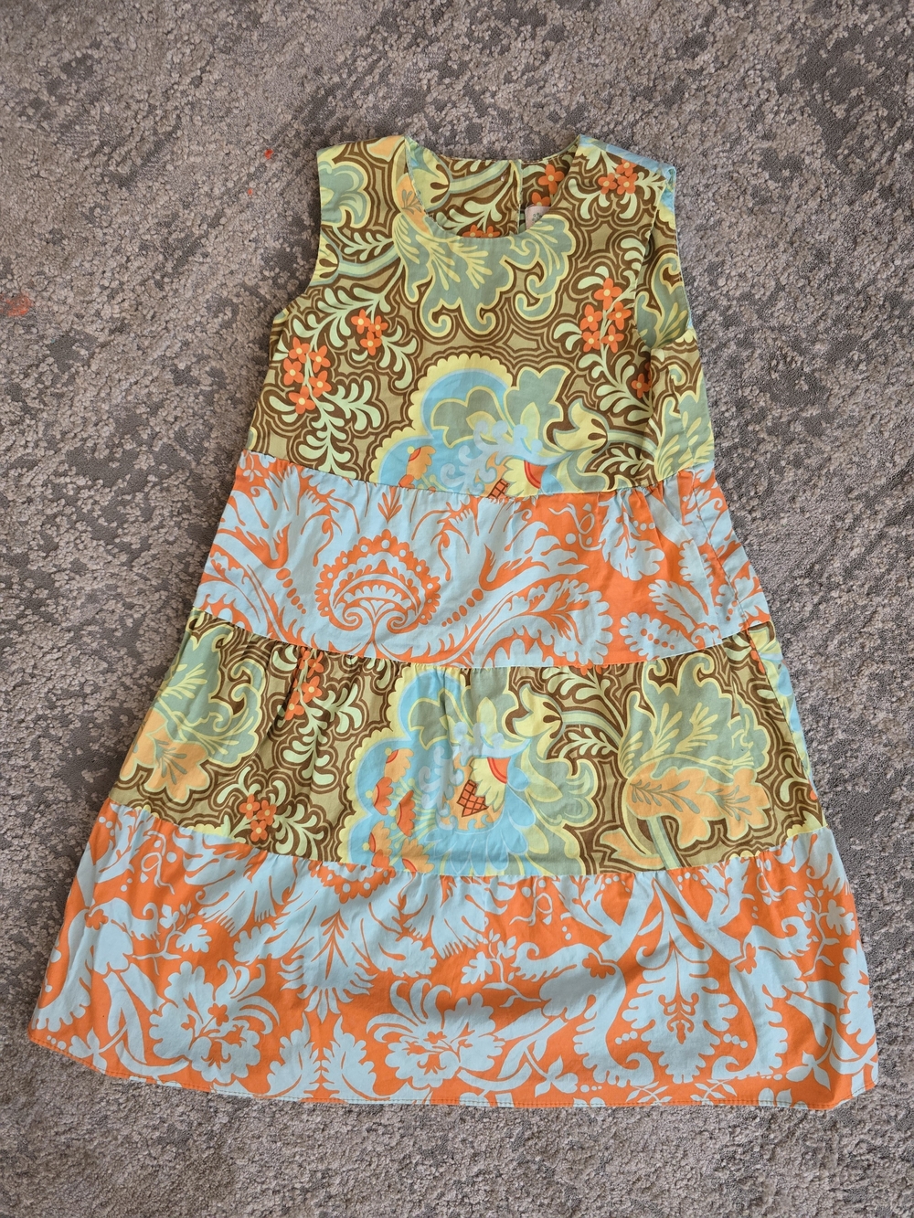 Willy Dilly Tiered Floral Dress in Orange, Aqua & Brown
